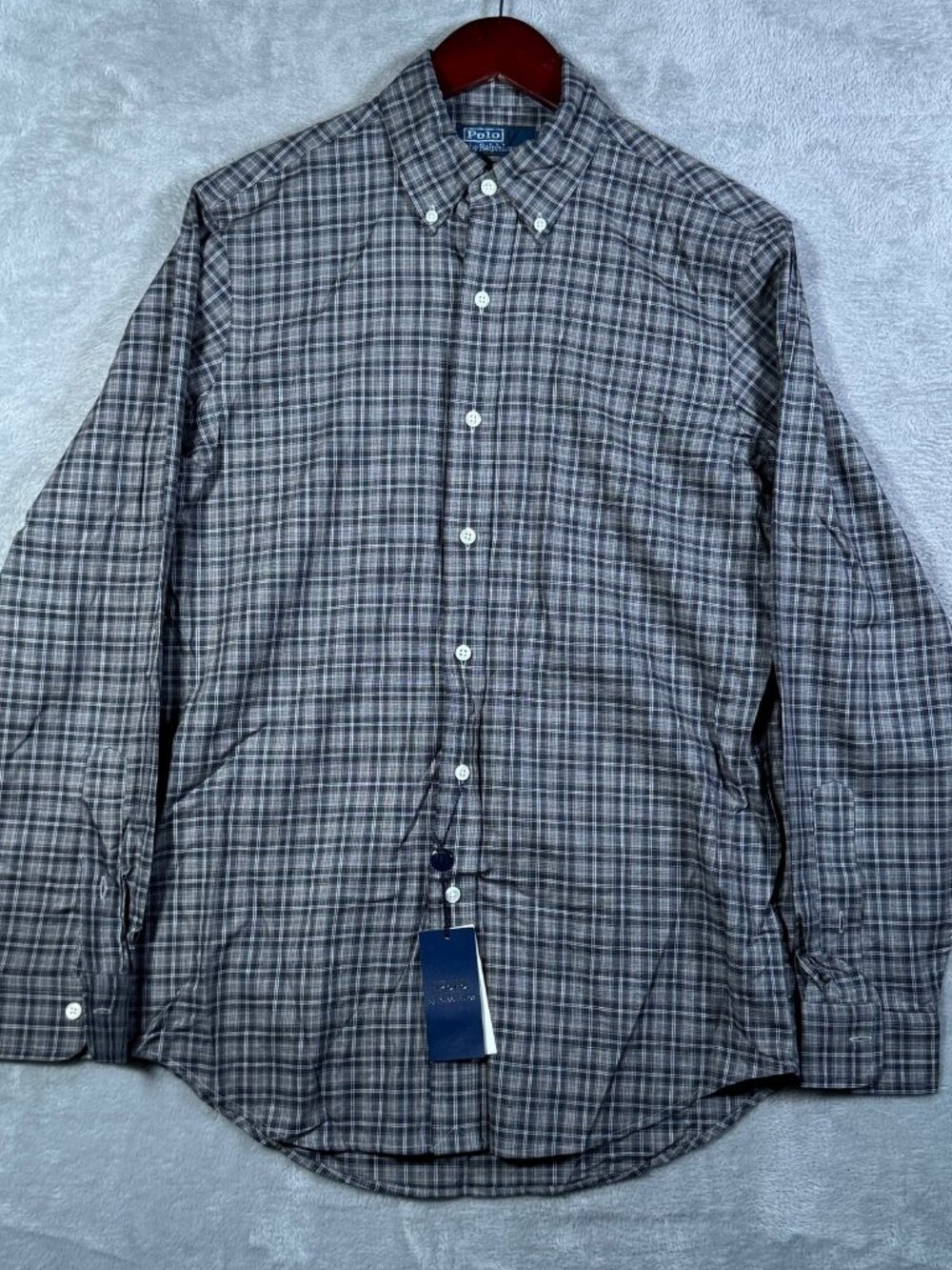 Polo Ralph Lauren Shirt Mens S Gray Plaid Classic Fit Long Sleeve Twill Check